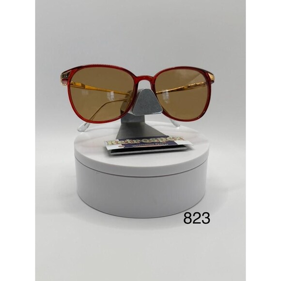 True Vintage Eyeglasses | NOS | Brown Lens | Red & Gold Plastic Frame 1990s #823